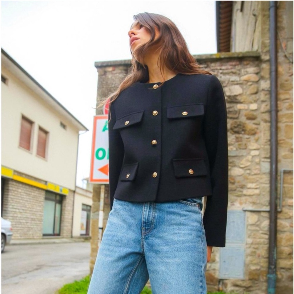 Elegant Navy Jacket with Gold Accents